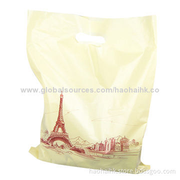 HDPE Die-cut Handle Shopping Bag with Customized Printing, Designs and Sizes Accepted